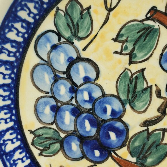Polish Pottery Tuscan Grapes Salad Plate Handmade in Poland Grape Dessert Plate - Picture 2 of 6